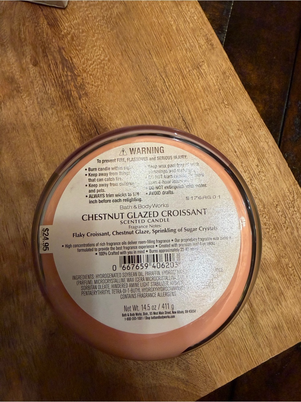 Bath & Body Works Chestnut Glazed Croissant Candle - 14.5 oz - Picture 3 of 3